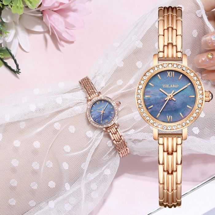 Orologio da donna - RMEGA - Bracciale in acciaio - Quadrante blu - Impermeabile fino a 50 m - Movimento al quarzo