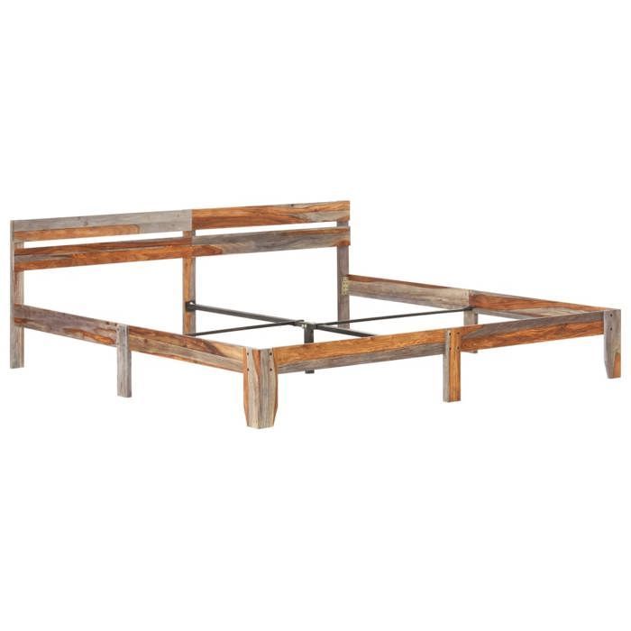 Gris 200 x 200 cm - Cama de madera - Carga máxima 150 kg - Estructura de cama - Colchón no incluido - Madera maciza 200x200 cm 005_346576