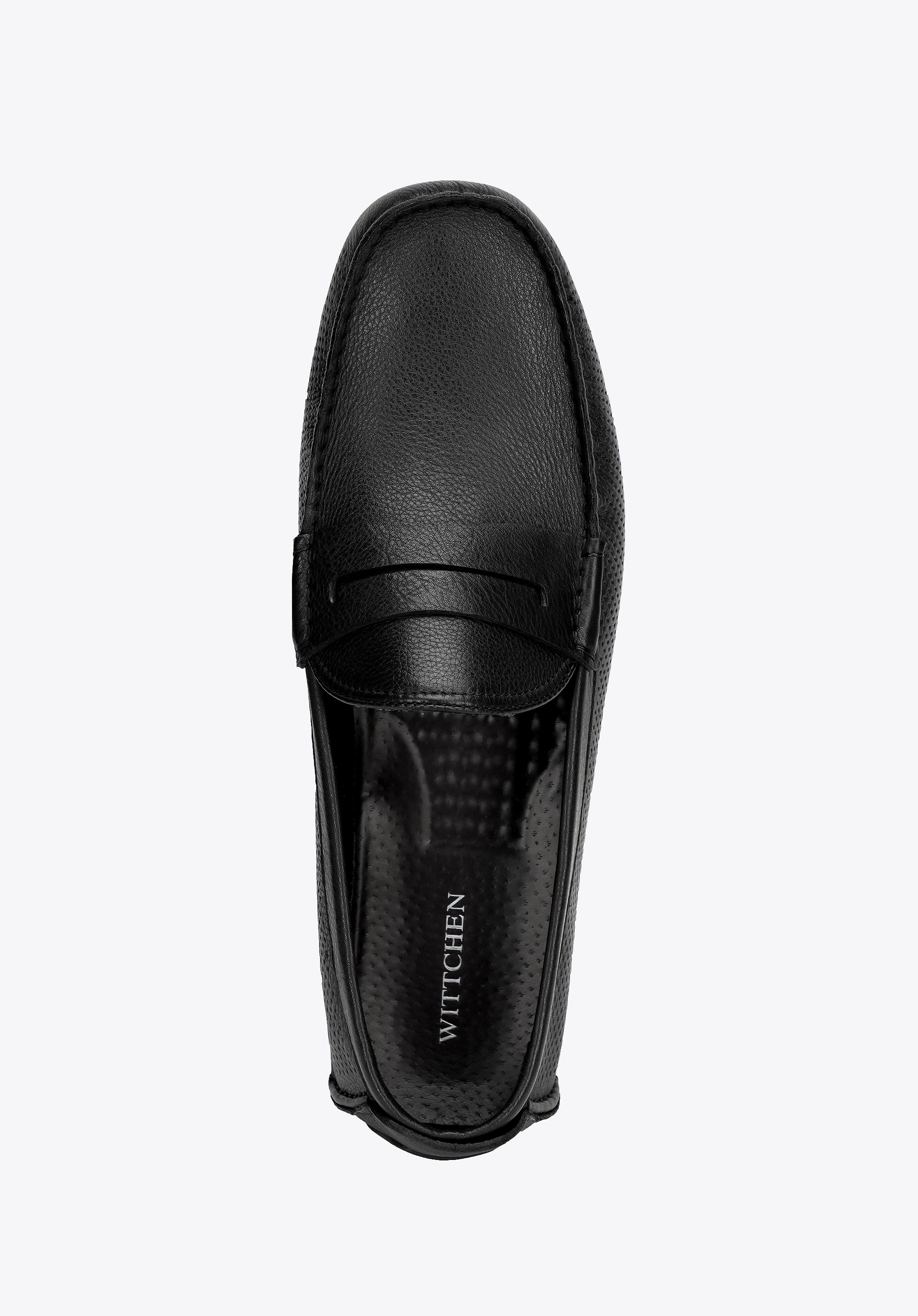 Męskie półbuty slip-on ze skóry czarne