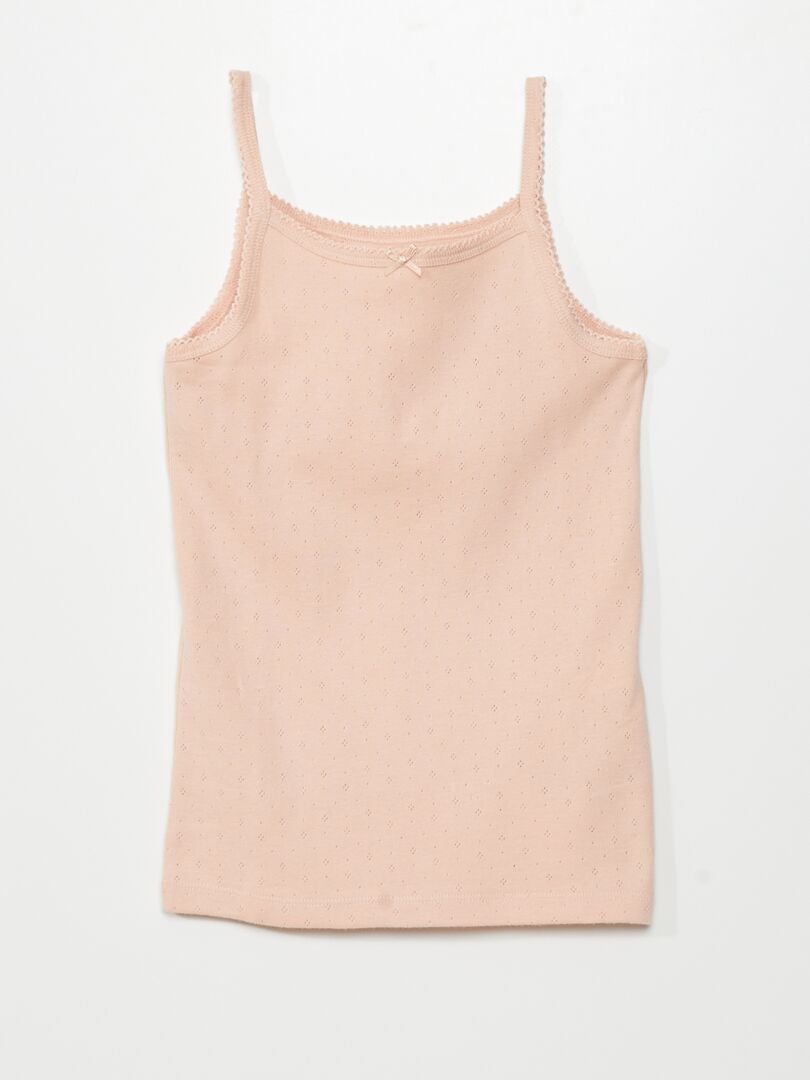 Set van 3 Pointelle gebreide tanktops - ROZE