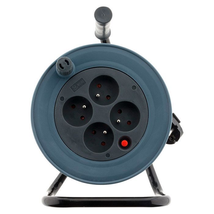 Enrouleur ménager - ZENITECH - 15m - 4 prises - Métal - Gris