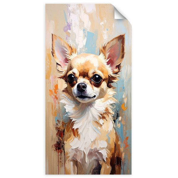 Naklejka na ścianę do salonu Feeby Chihuahua Pies Zwierzę Beżowy 40x80