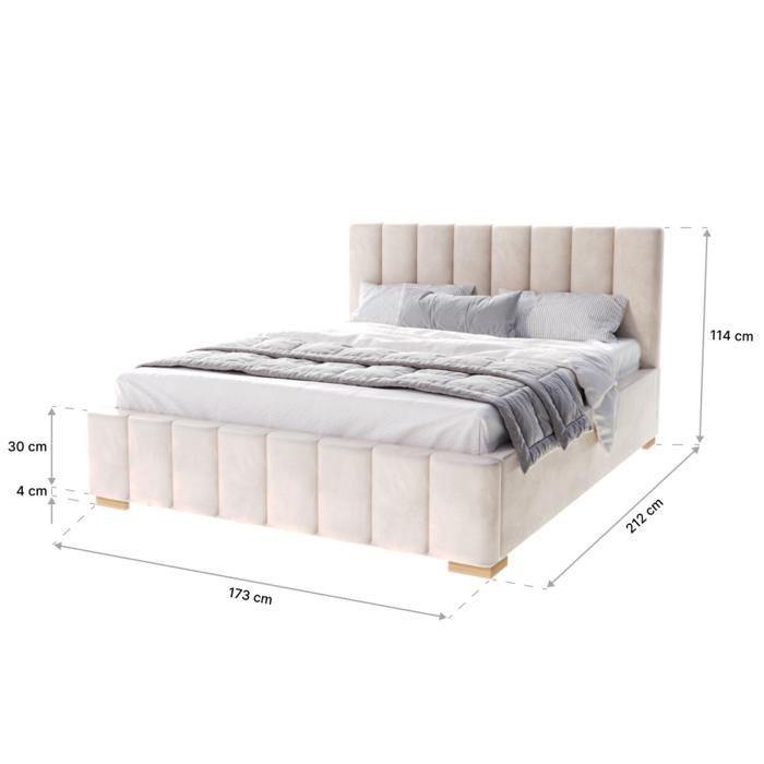 Letto contenitore Austin 160 x 200 cm con base a doghe sollevabile, color crema