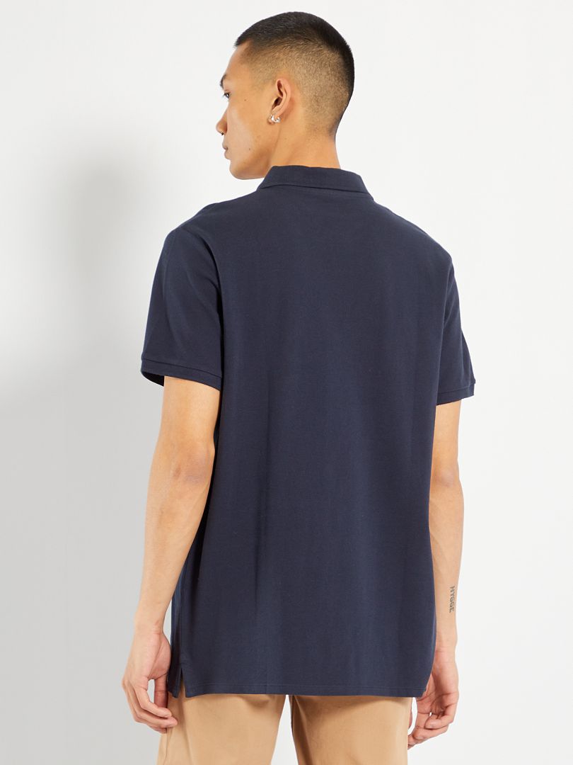 Polo piqué de algodão - azul marinho