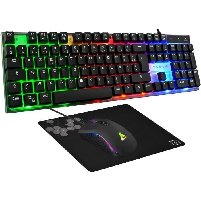 Kit Gamer 4 em 1 - The G-Lab - Combo YTTRIUM - Mouse com fio - Teclado com fio - Mousepad