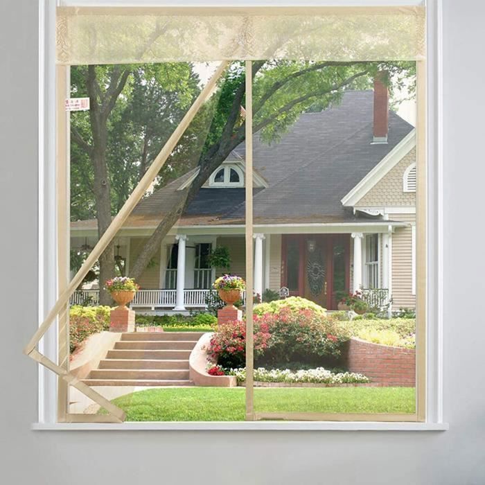 Mosquitera magnética para ventana de 130x150 cm, cortina magnética para puerta/ventana con cierre automático y desmontable, adhesivo incluido, color negro.