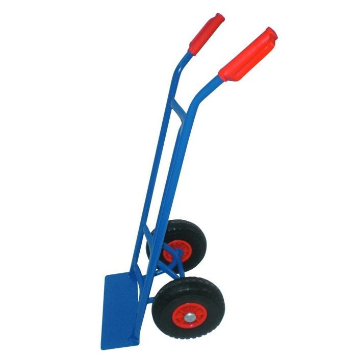 Steekwagen 250 kg, lekbestendige wielen Ø250 mm, metalen trolley, schep 40x14 cm, ca. 7 kg - blauw