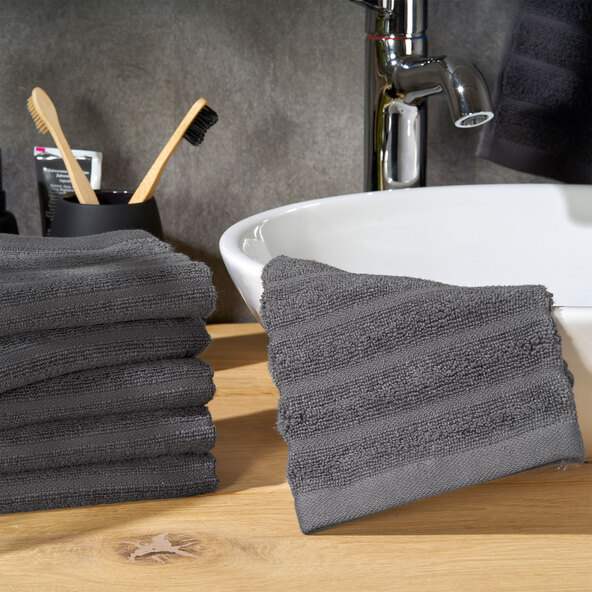 Washandschoen, hoge/lage stand, 2 x 6-delige set, antraciet