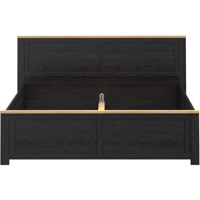 Lit adulte King Size - BOHOL - 180 x 200 cm - Décor Chêne / Noir