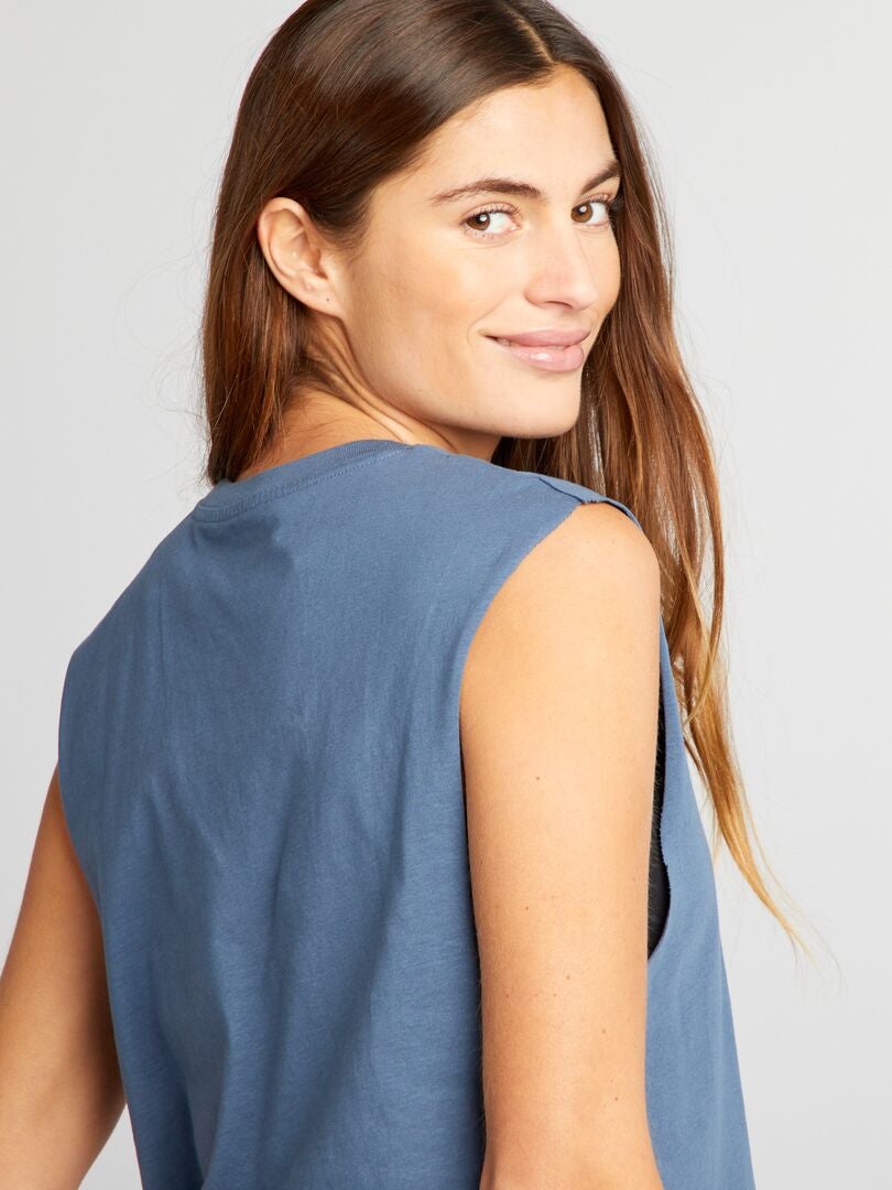 Camiseta deportiva corta sin mangas - AZUL