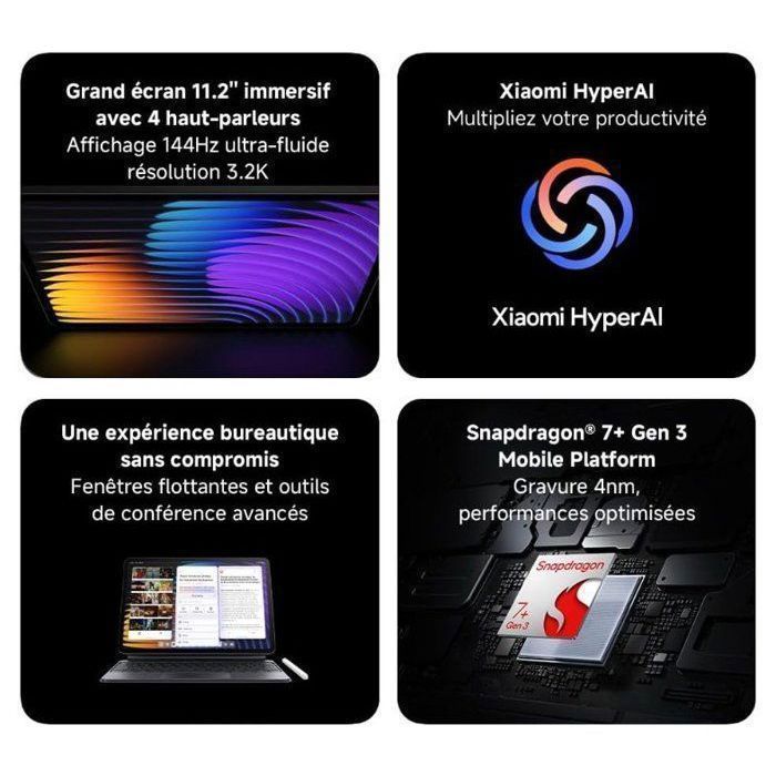 XIAOMI PAD 7 Tablet, 8GB, 128GB, Gray - 8850mAh Battery - HyperAI