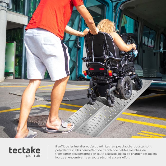 Rampa de carga - TECTAKE - Juego de 2 rampas de acceso SVEN, capacidad máxima 400 kg, antideslizante, 160 x 23 x 4,5 cm