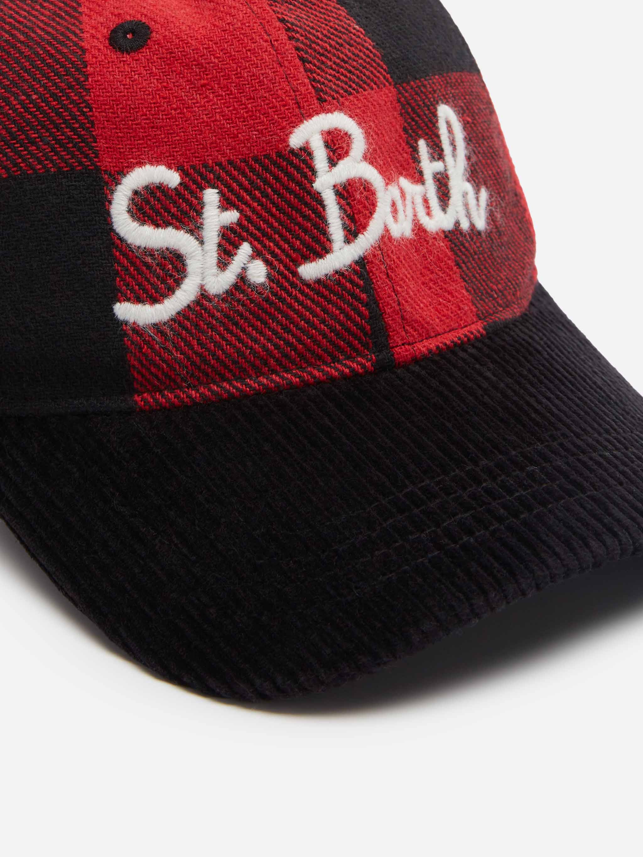 St. Barth geborduurde geruite vilten baseballpet
