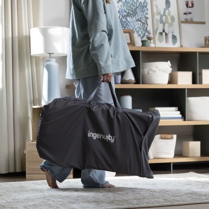 INGENUITY Baby Rocking Bouncer met buikmassage, chambraystof, babycadeau, ultracompact opvouwbaar met opbergtas