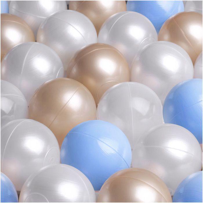 MISIOO Round Corduroy Ball Pit for Baby and Children's Room, Pink, 90x30 cm, 200 Balls: Blue/Gold/Pearl White