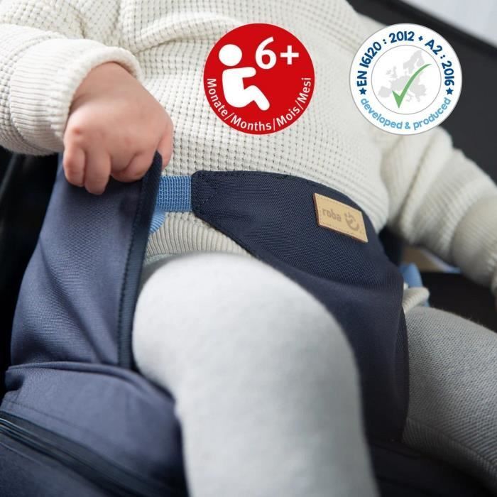 Silla elevadora para bebé - ROBA - Plegable - Cojín hinchable - Cinturón ajustable - 6 meses / 3 años (15 kg) - Azul marino