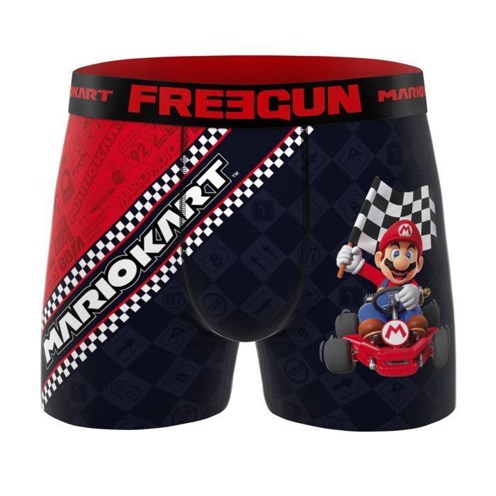 Boxer da uomo Freegun MARIO KART, intimo da uomo - Nero (confezione da 3)
