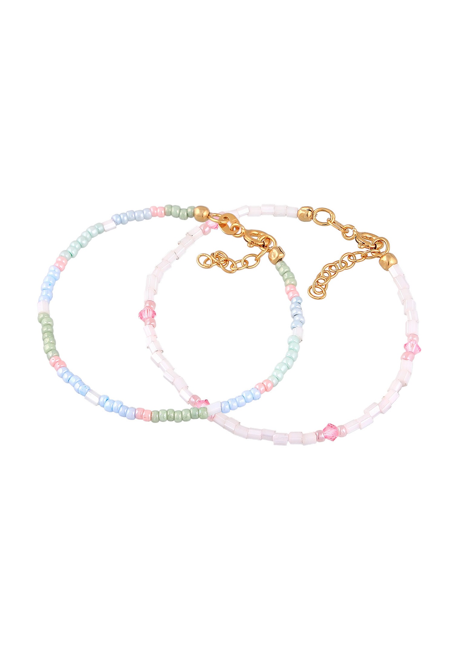 Elli Enfants perles de verre pastel set de 2 en argent sterling 925 plaqué or