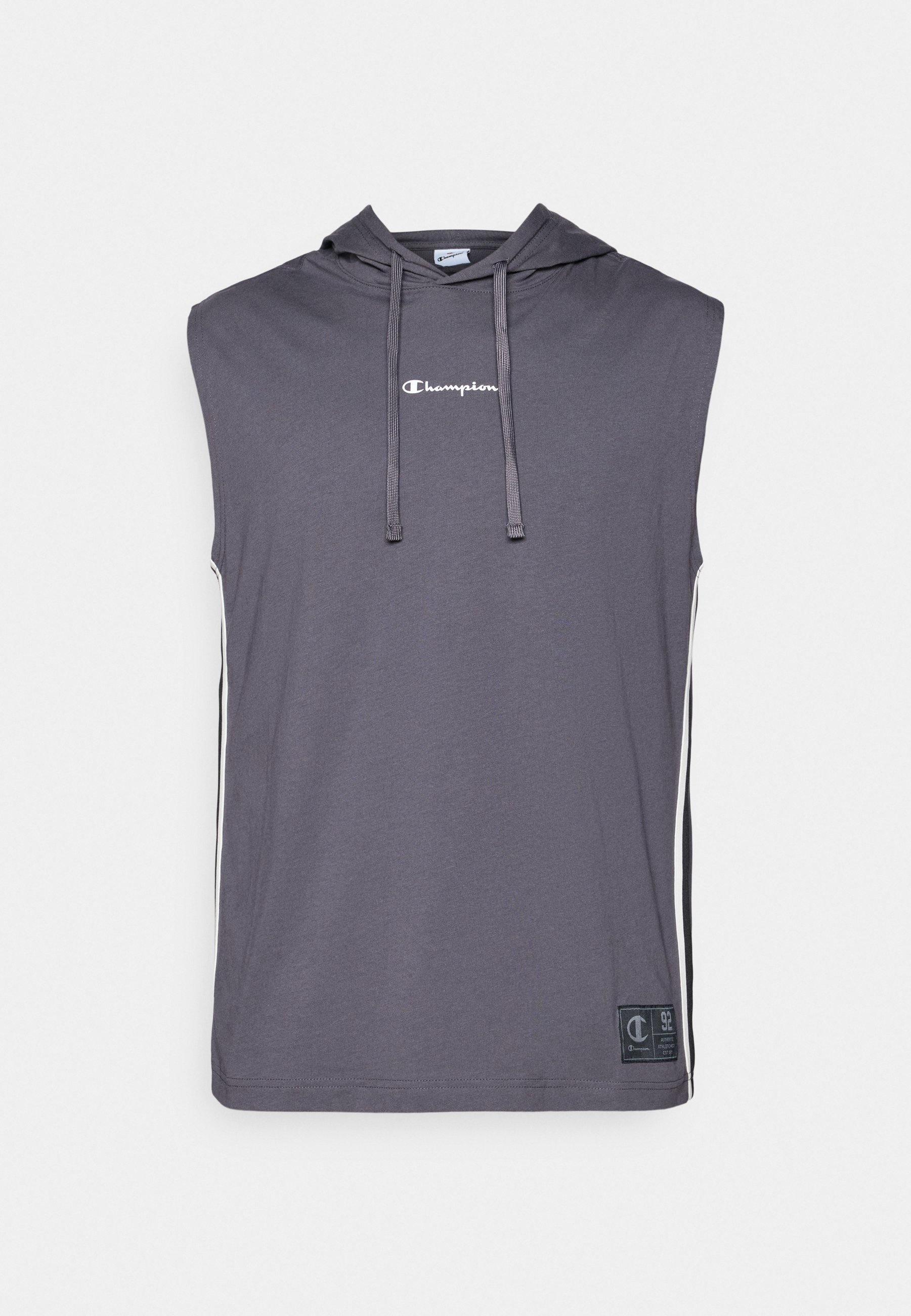 Champion ärmelloser Hoodie – bedrucktes T-Shirt – dunkelgrau