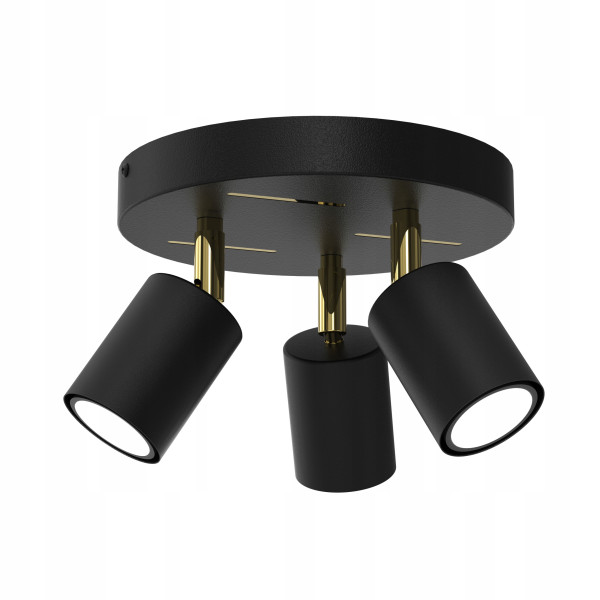 Lampa sufitowa plafon listwa regulowane 3x gu10 czarna złota