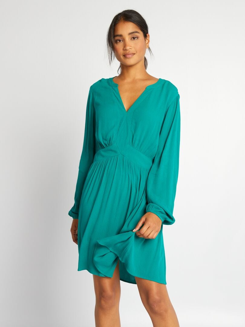 Vestido curto de crepe - VERDE