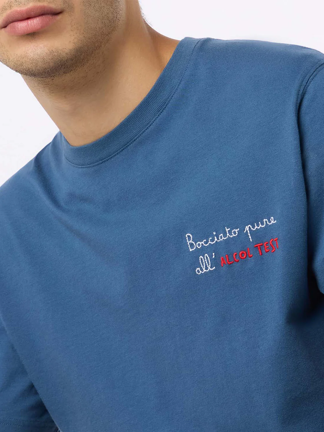 Klassiek model heren T-shirt van Portofino katoenjersey met geborduurd N-logo.
