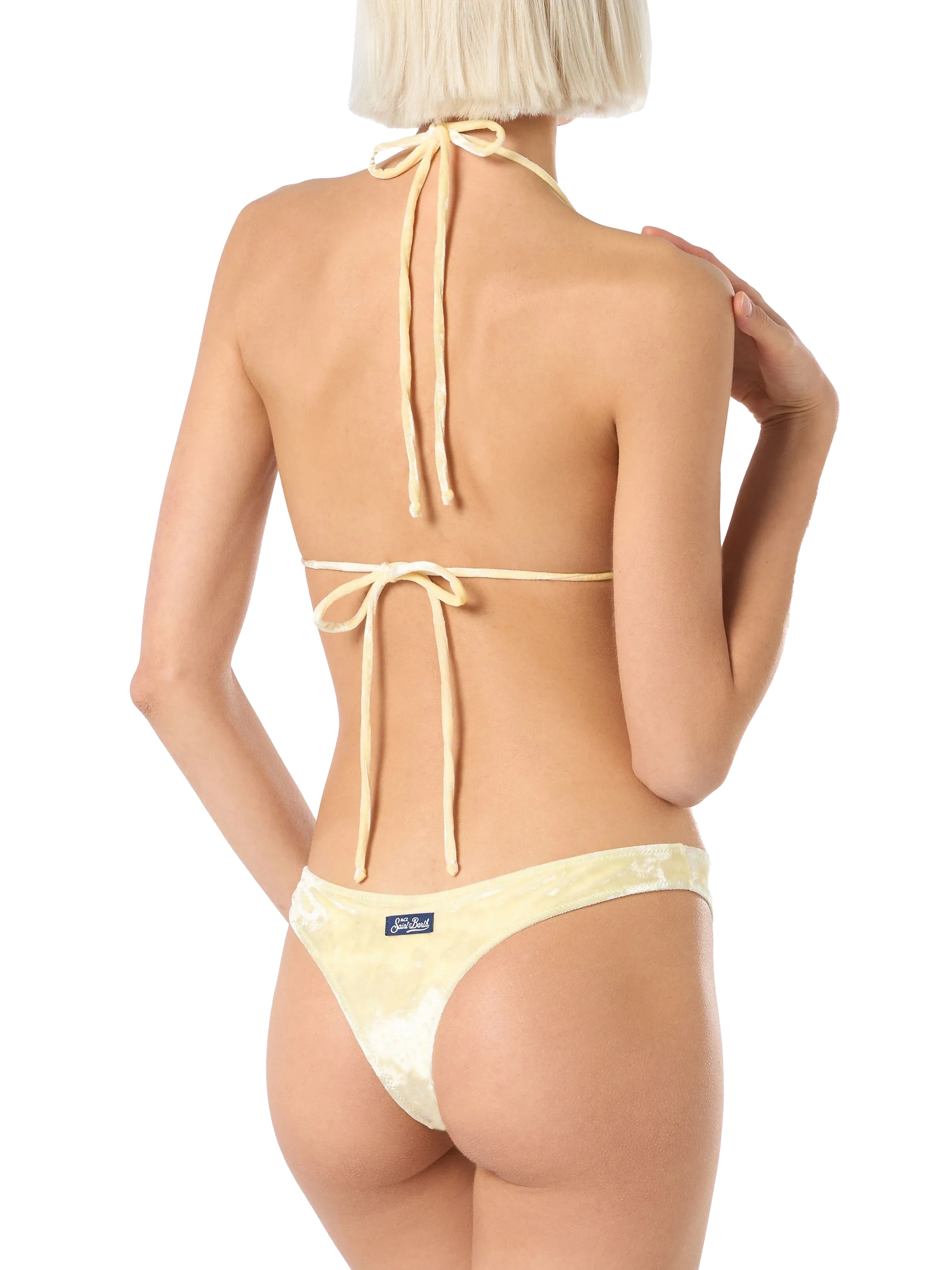 Bikini da donna a triangolo in ciniglia giallo Leah Naomi