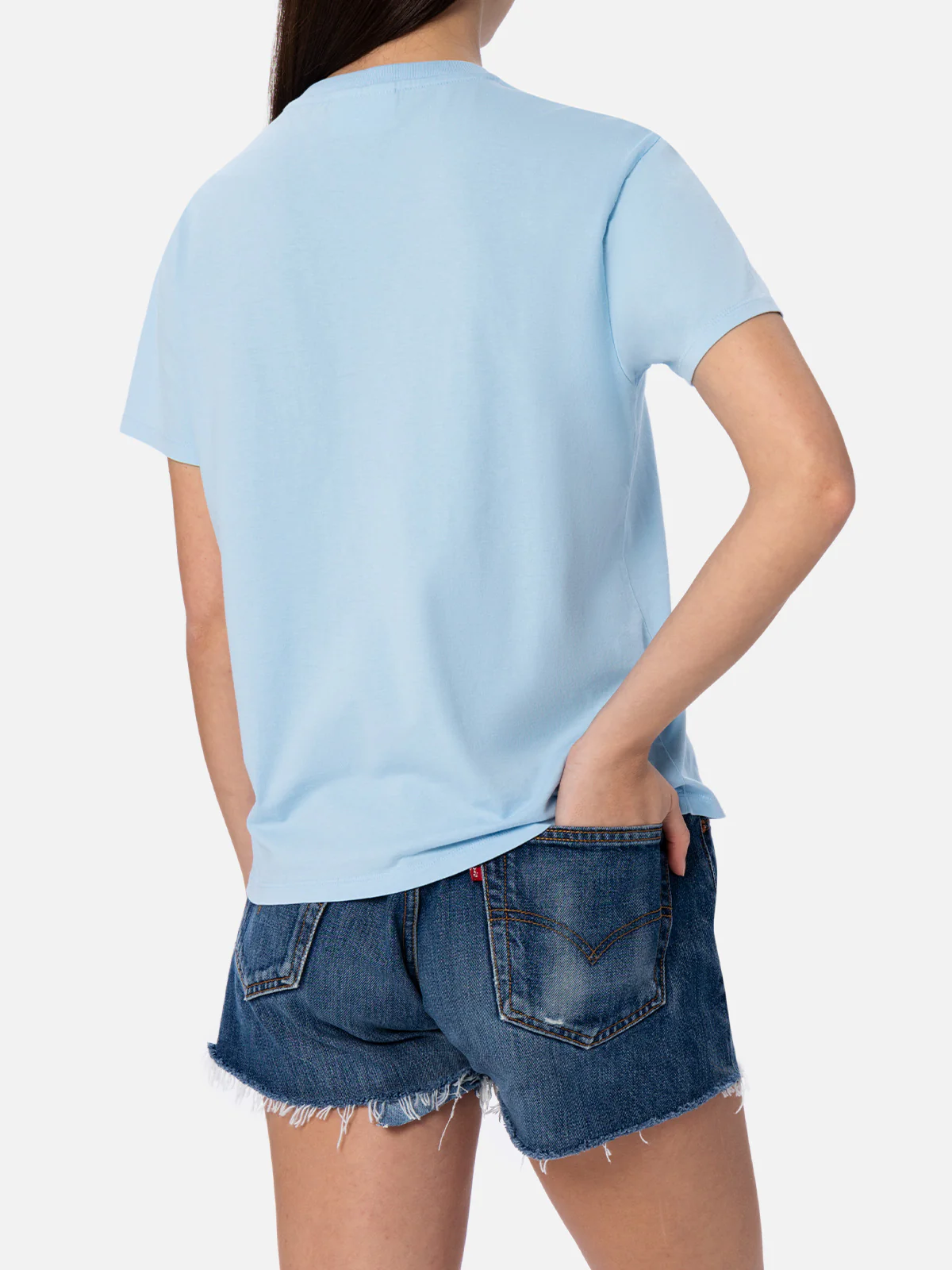 Emilie dames T-shirt met ronde hals, lichtblauw katoenen jersey