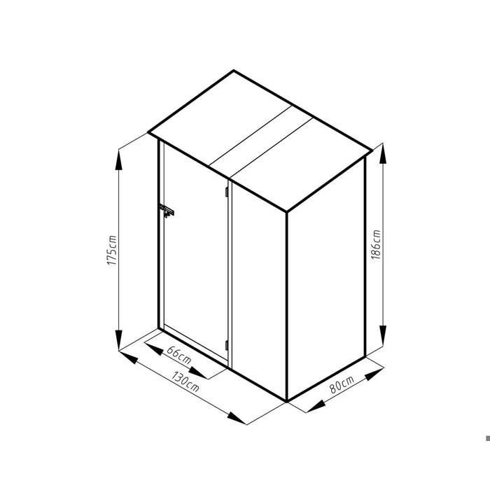 Caseta de jardín metálica Trigano de 1,04 m² con techo plano + kit de anclaje