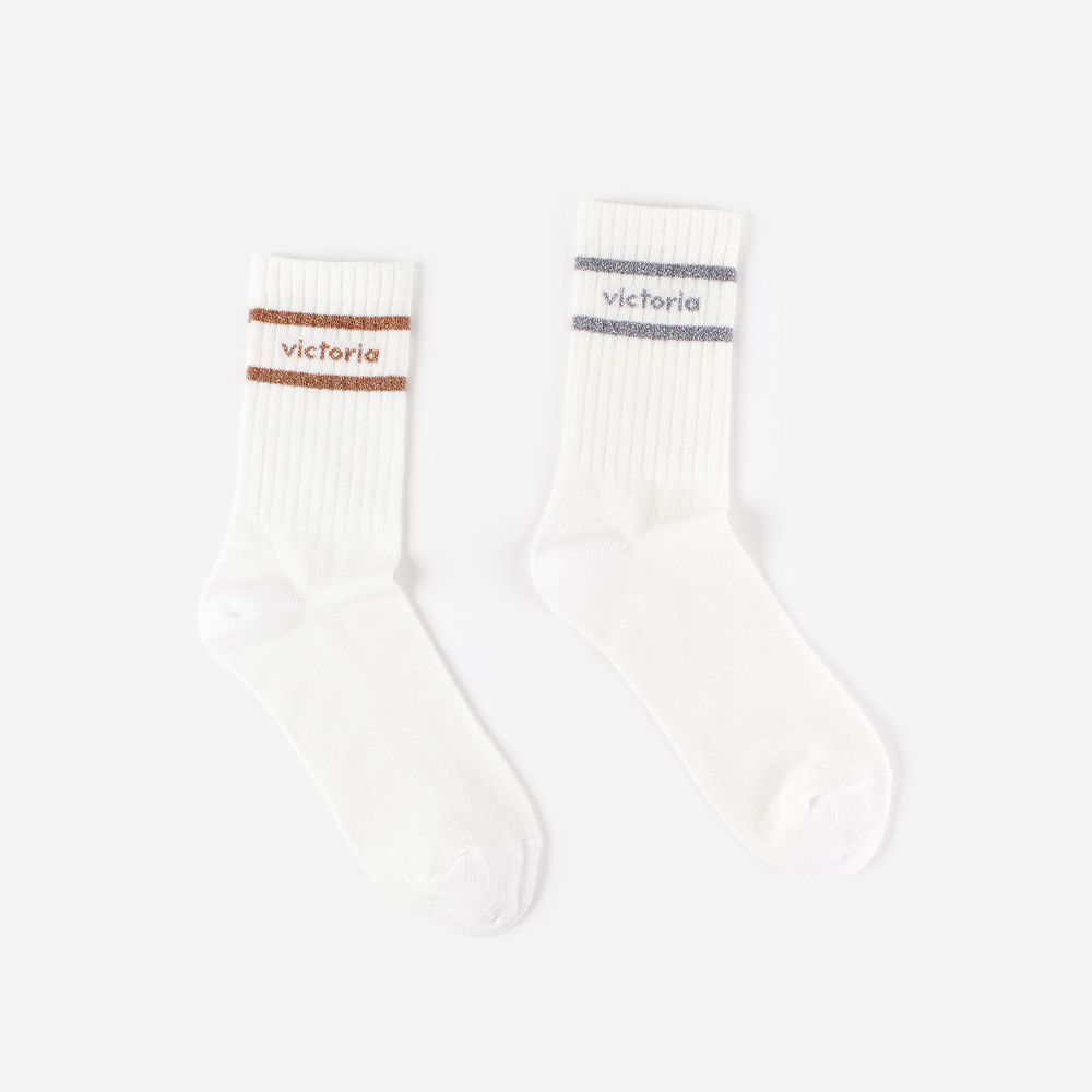 Chaussettes hautes en coton V. Things avec détails en lurex