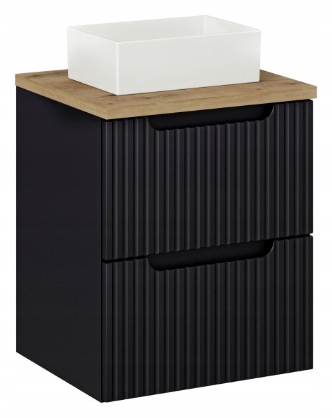 Szafka Z Umywalką 50 cm BLAT DĄB Szuflady Ryfle NOVA BLACK