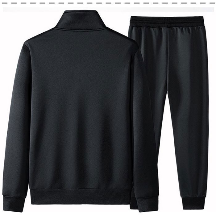 Men's Two-Tone High-Neck Tracksuit - Autumn 2-Piece Set - Navy Blue