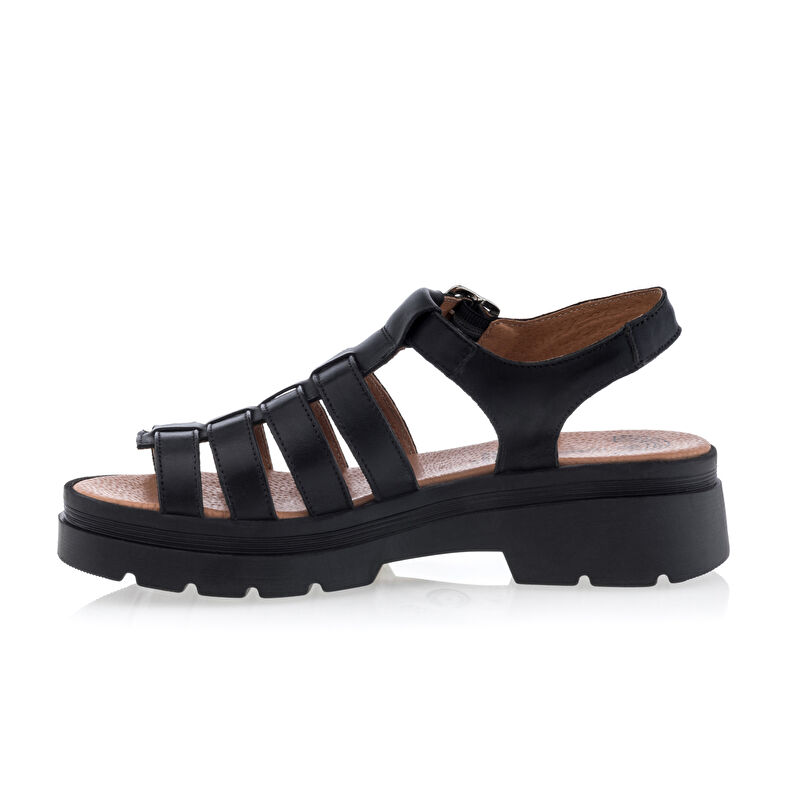 Svarte sandaler / sko med åpen tå til dame