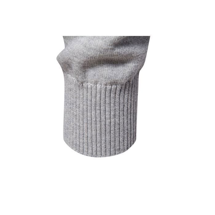 Maglione da uomo in cotone elasticizzato a girocollo, vestibilità slim, tinta unita - grigio