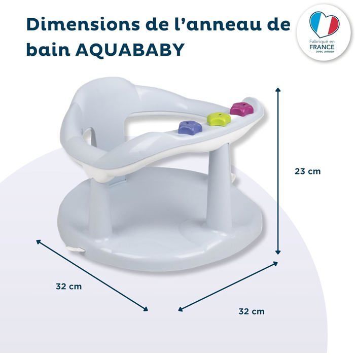Anillo térmico de baño con estampado de flores azules - Para bebés de 7 a 16 meses - Hecho en Francia
