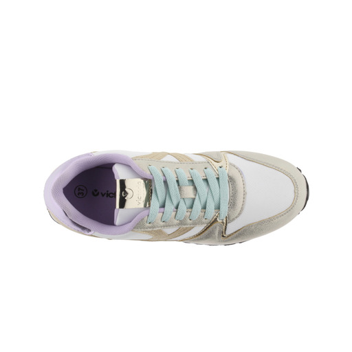 Zapatillas Victoria Cometa Multimaterial Con Piezas Metalizadas Y Cordones Al Tono