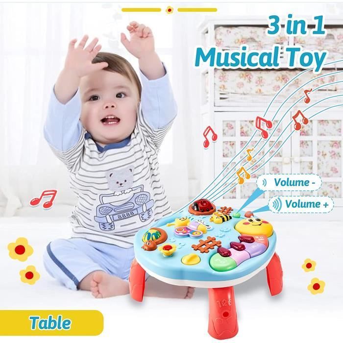 Mesa de actividades musicales - Juguetes musicales para niños - Regalo para bebés - De 12 meses a 3 años