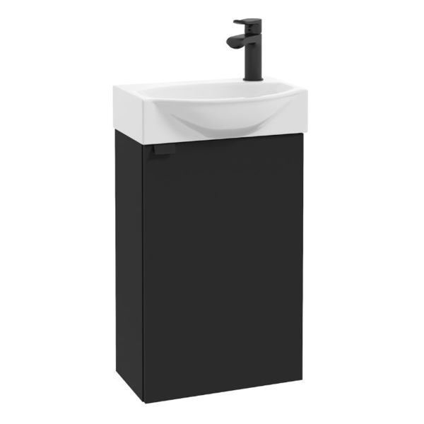 Mała Szafka do Łazienki Wisząca z Umywalką 40x22 Czarny Mat Metalowy Uchwyt