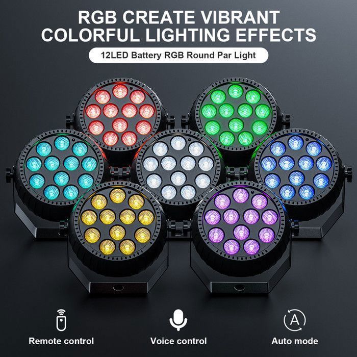 JAJALUYA 20PCS RGBW 72W 2200mAh LED Projector with Rechargeable Battery and Remote Control, Stage Light for Disco
