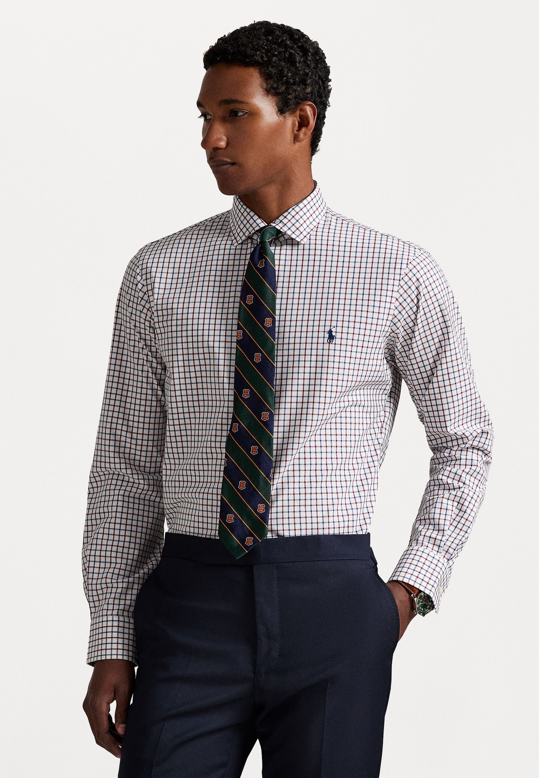 Polo Ralph Lauren CUSTOM FIT PLAID STRETCH POPLIN SHIRT - Skjorte - white/wine