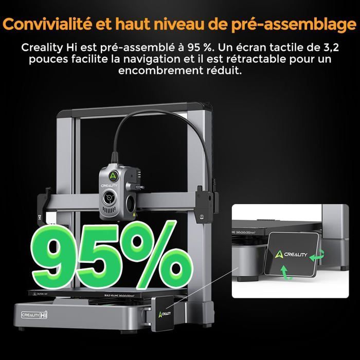 Imprimante 3D Creality Hi Combo, multi-couleurs, CFS, 500mm/s, pré-assemblage à 95%, moteur XY Step-Servo, mise à niveau