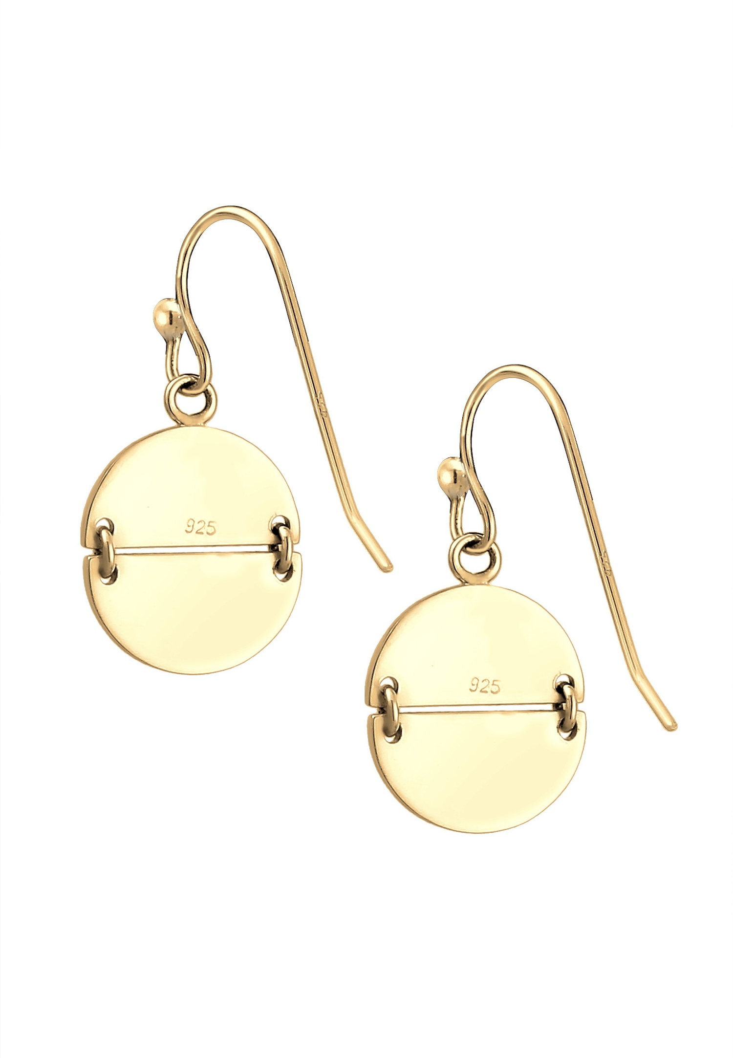 Elli Pendante Brossé Cercle Géo Boucles d'oreilles Femme - Plaqué Or Argent (925/1000)