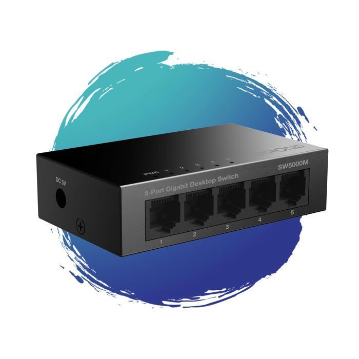 STRONG - Switch Ethernet - 5 ports Gigabit : 10/100/1000 Mbps - Extension Réseau Bureau & Domicile - Facile à Installer - Métal