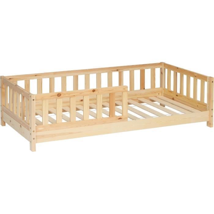 Cama tipo cabaña Montessori WEB2O de 80x160 cm con estructura de madera natural para ensamblar.