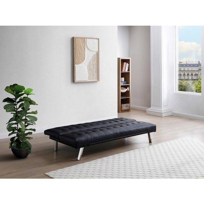 GUILLAUME black faux leather click-clack sofa bed