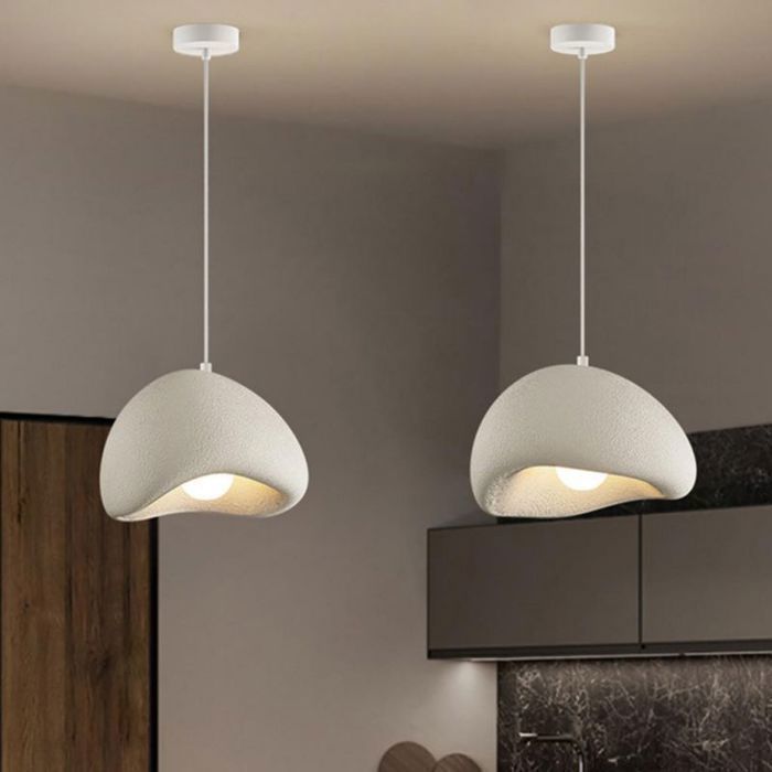 WOTTES Modern Creative White Pendant Light, Vintage Metal Design Chandelier, E27 Lamp, 1 pc, Ø30cm, for Kitchen and Dining Room