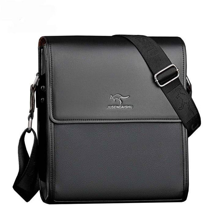 Sacoche bandoulière homme cuir Porte-documents Sac d'affaires- pour Portable pour Voyage,Randonnée et Travailler -Noir