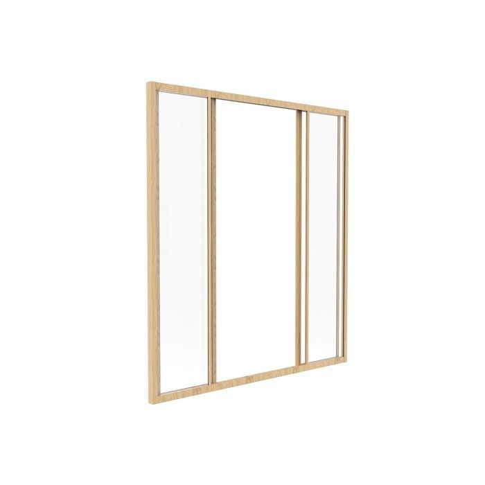 Mampara de cristal corredera de aluminio con recubrimiento de polvo natural claro, 120x130 cm - RAVENA