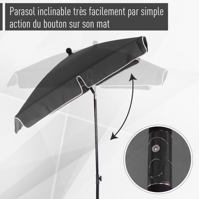 Outsunny - parasol - Aluminium - 198x130x245cm - Gris