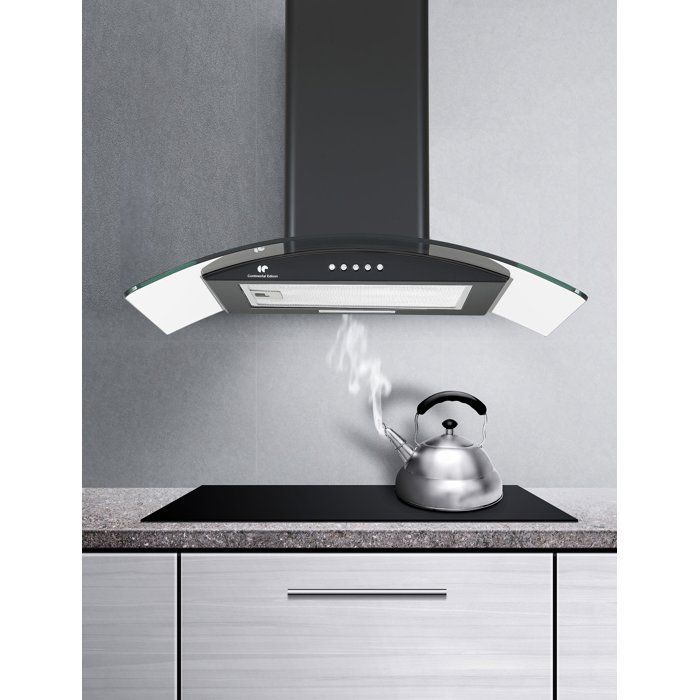 Decoratieve afzuigkap - CONTINENTAL EDISON - CEH60GB2 - Klasse A - 60 x 47 x 50,84 cm - Zwart / Glas